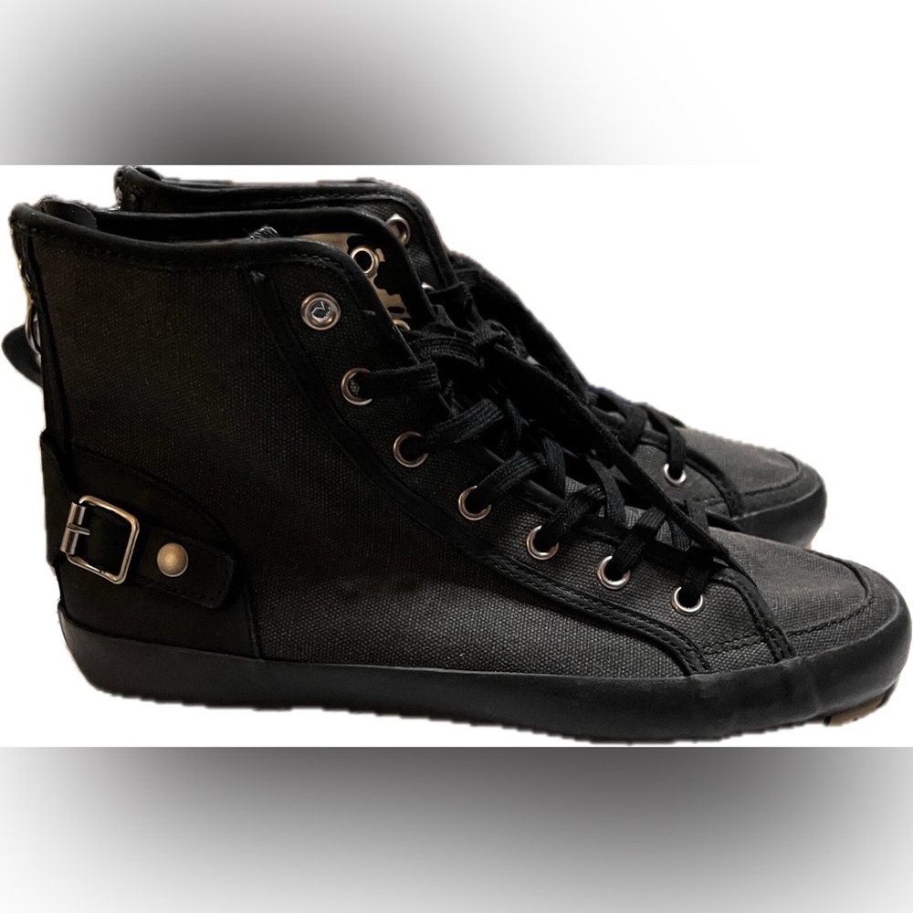 Denim & Supply Ralph Lauren Sneakers Women's Size 9B Black High Top Zip Back - Picture 2 of 9